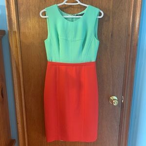 BCBGMaxAzira women’s green and orange pencil dress